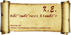 Kálmánczi Elemér névjegykártya